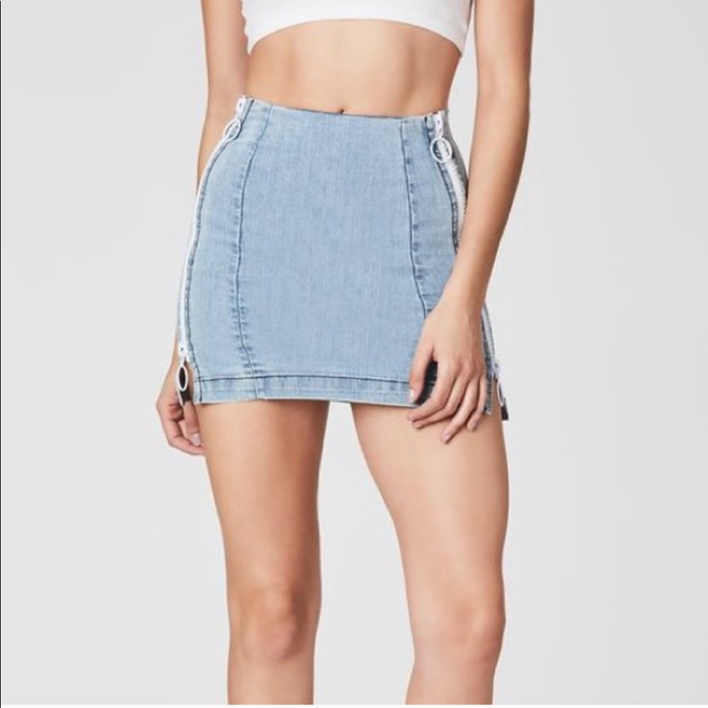 NWOT LF Carmar Denim Zip Skirt